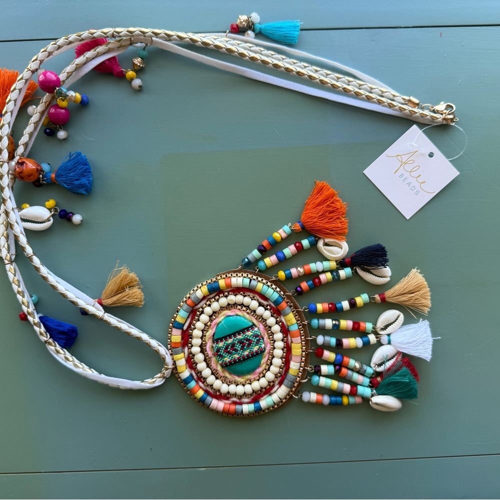 Allie Beads Colorful Beaded Necklace with Tassels